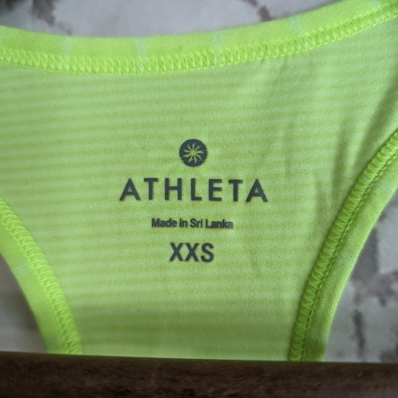Athleta Striped Tank Yellow Top Racerback Chartreuse Green - Picture 7 of 7